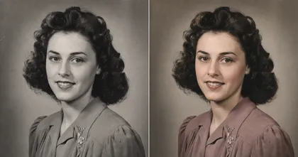 An old black-and-white portrait colorized with period-correct color, same face.