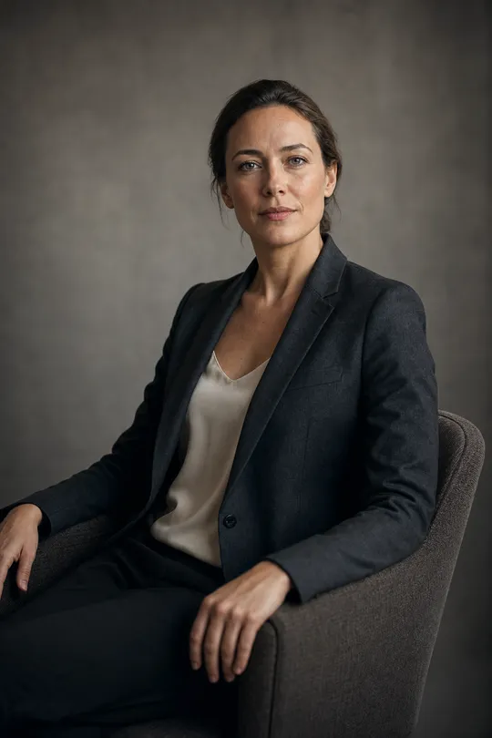 A confident consultant portrait, professional AI photoshoot look.