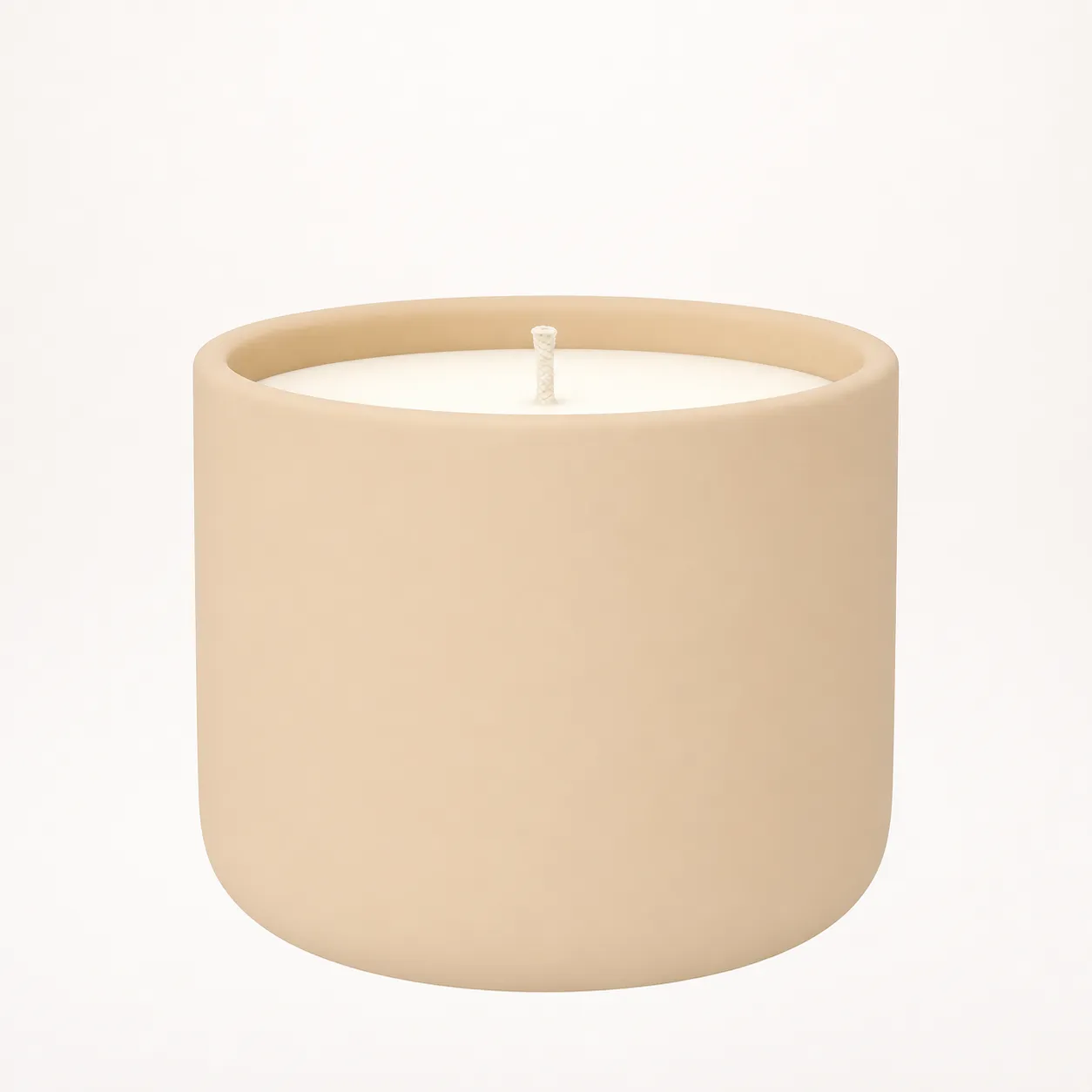 Example of a 3D-rendered-looking AI product photo of a handmade soy candle with too-clean lighting and zero environmental texture, the failure mode that makes AI Etsy listing photos look fake.