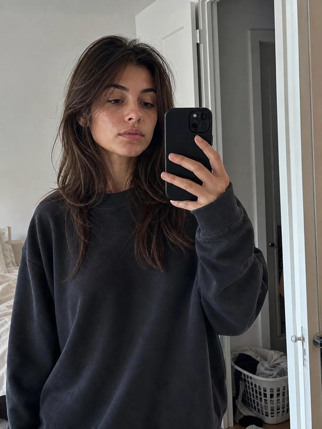 A plain everyday selfie before the AI photoshoot.