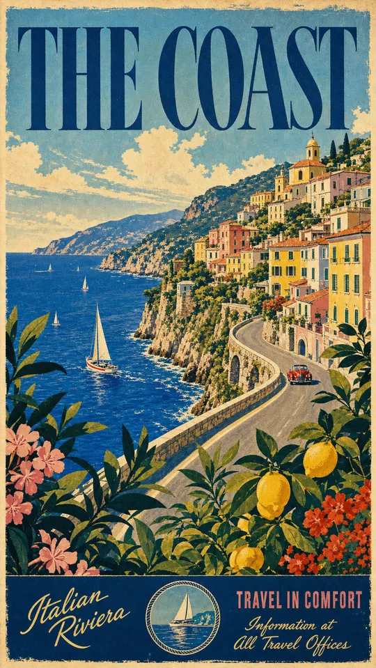 The same place rebuilt as a gallery-grade vintage poster.