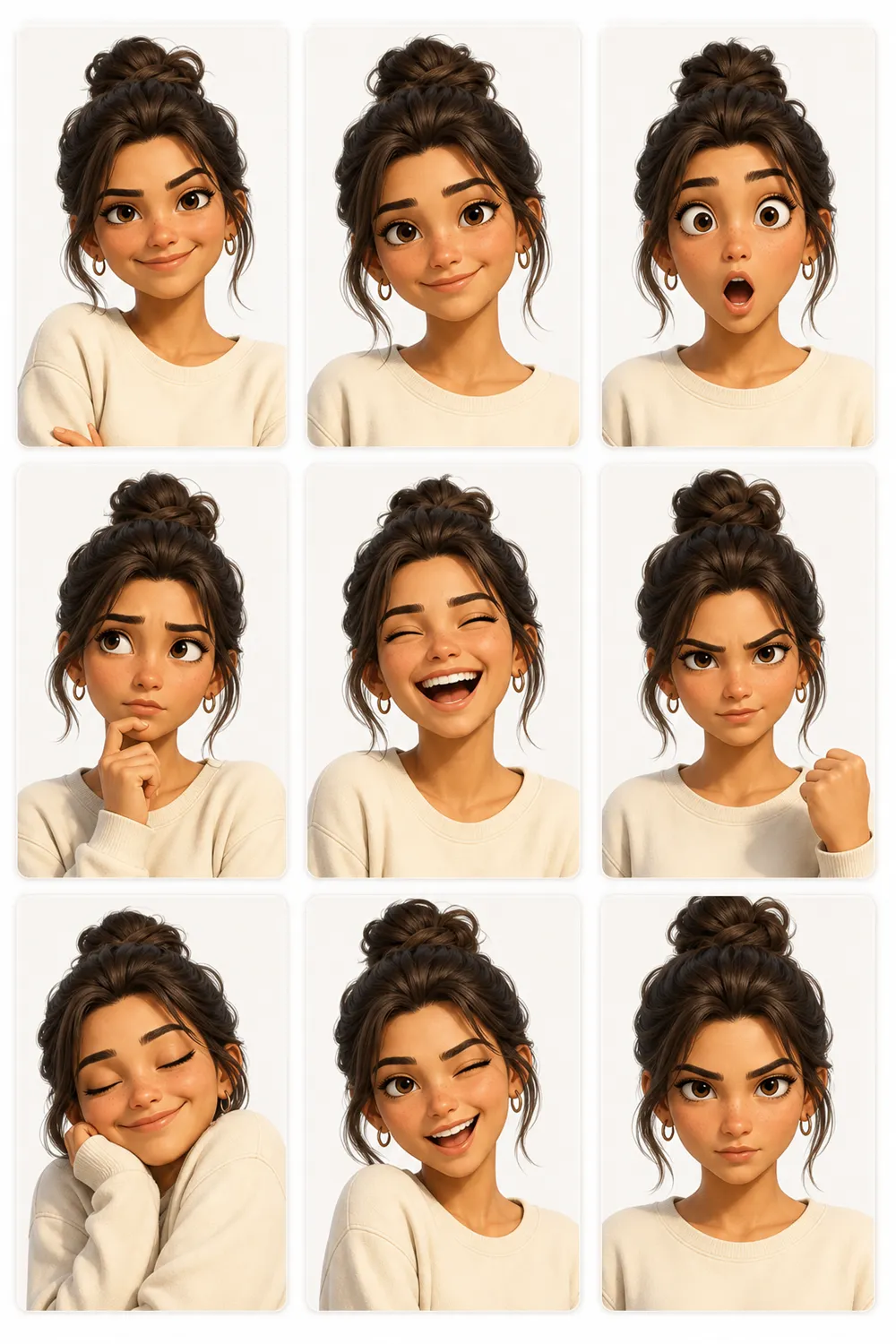 One selfie turned into nine animated avatar expressions.