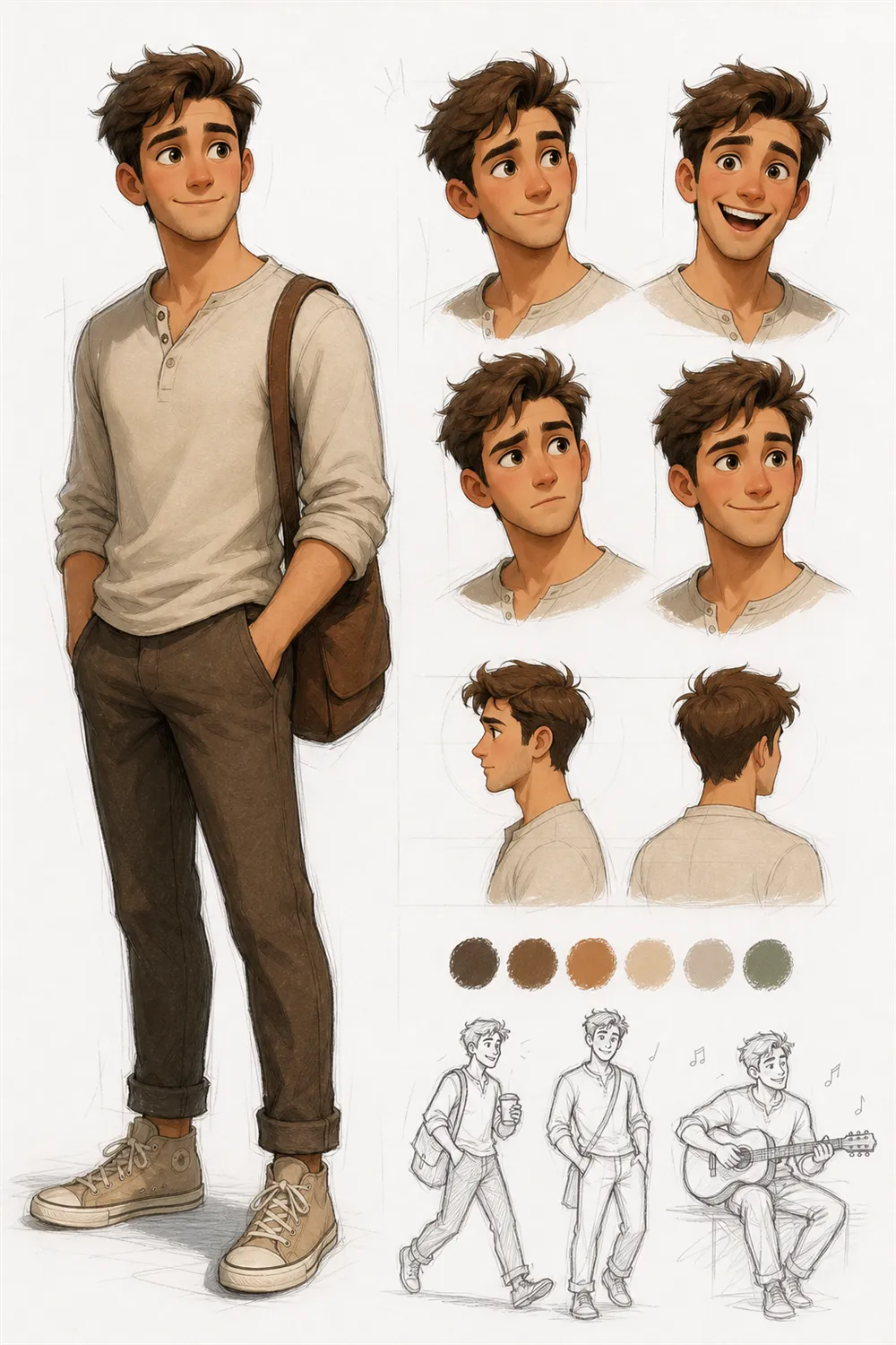 Storybook Character Sheet example made from one selfie.