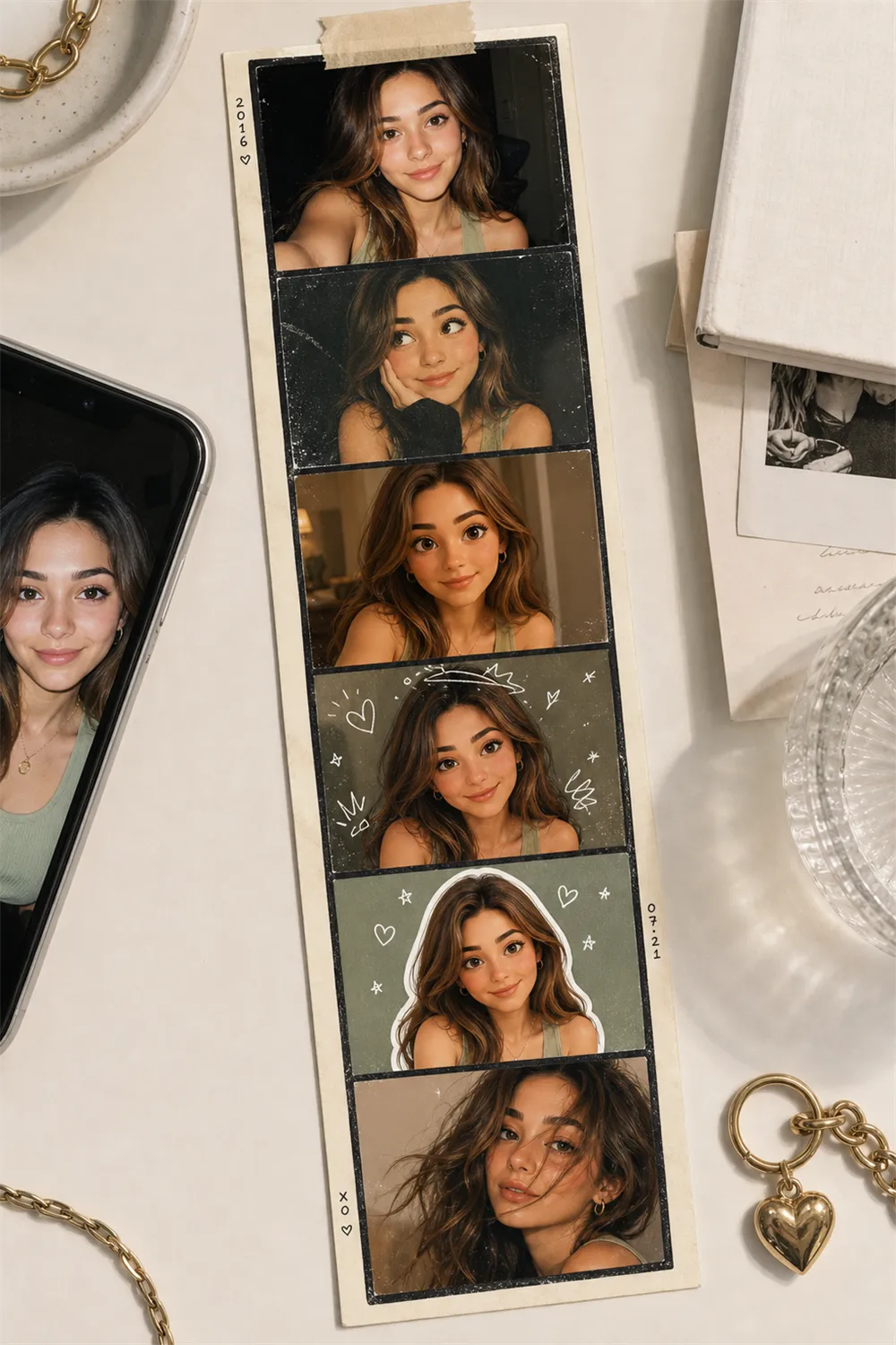 Editorial Photo Booth example made from one selfie.