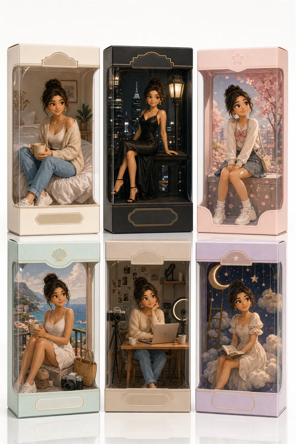 A collectible persona-box set of avatars from one photo.