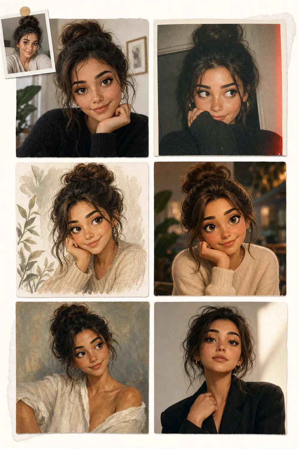 Six Aesthetic Universes example made from one selfie.