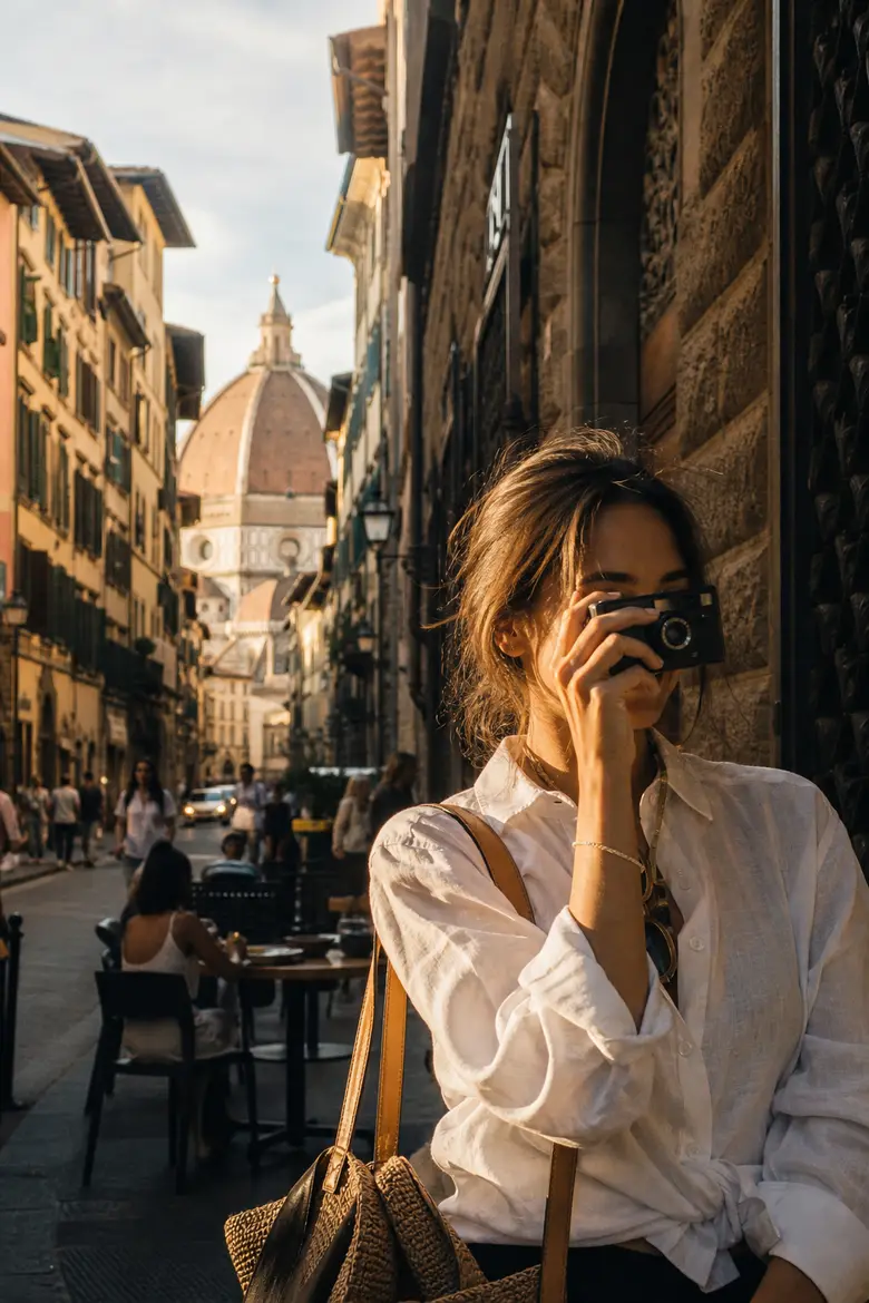 A Florence camera-street photoshoot look from one photo.