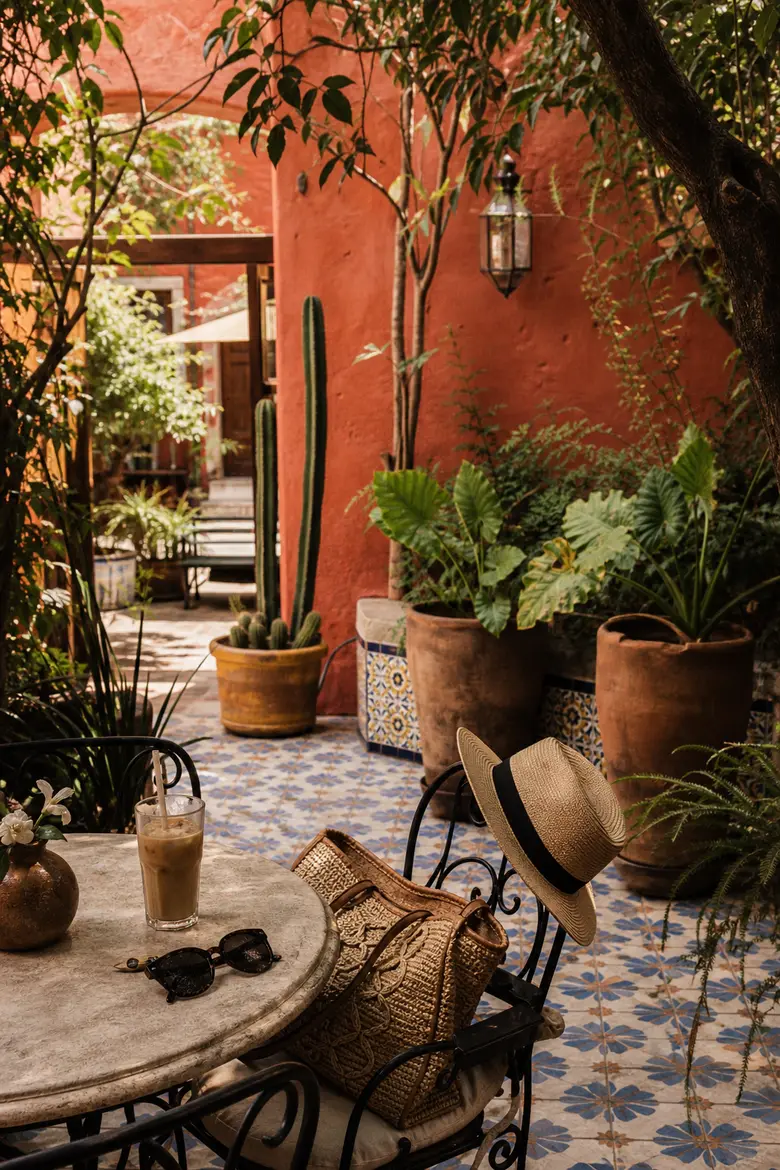 A Mexico courtyard slow-travel photoshoot from one photo.