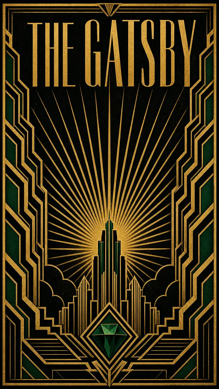 A gold-and-black Art Deco poster made with AI.