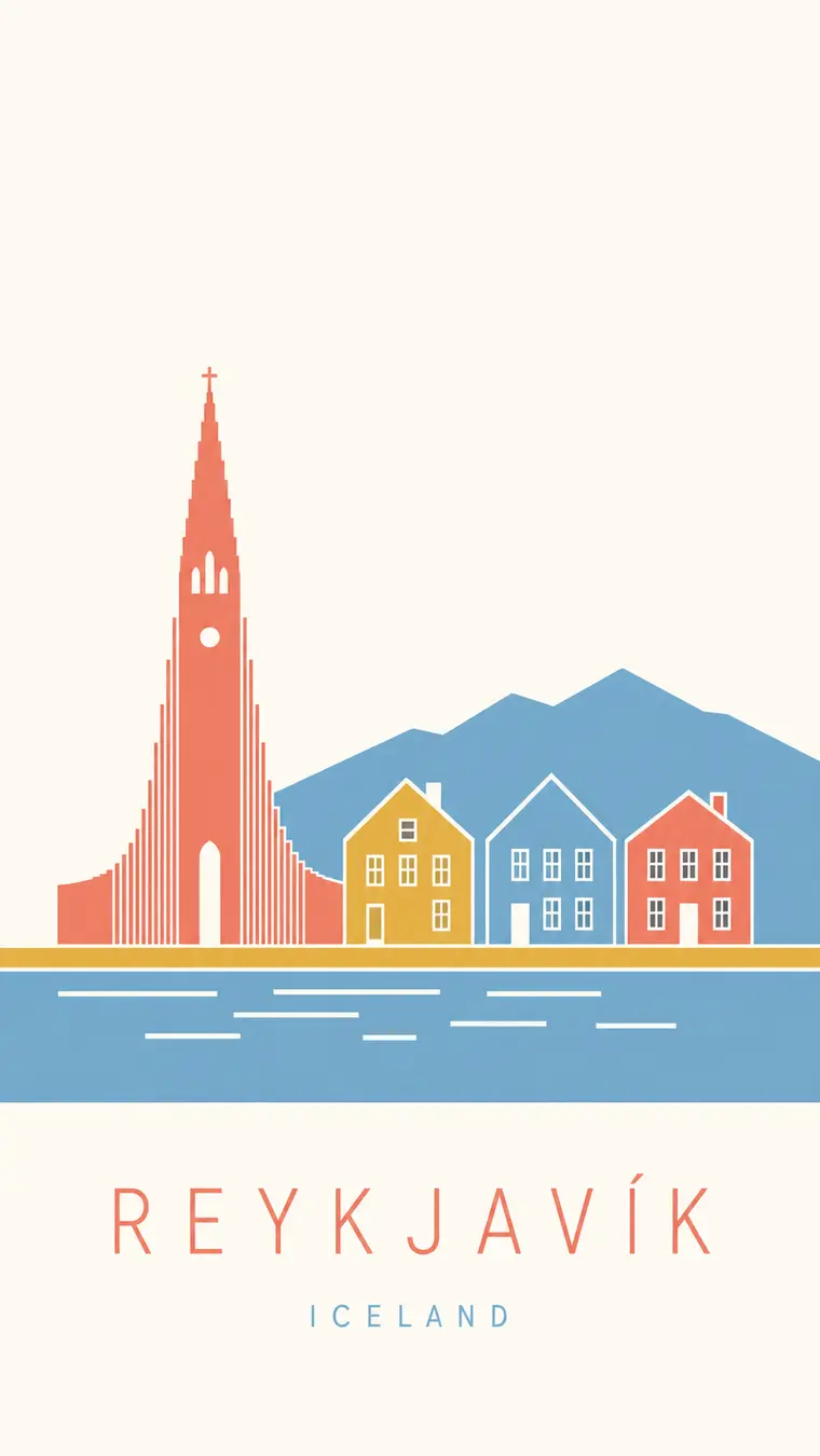 A minimalist Scandinavian travel poster made with AI.
