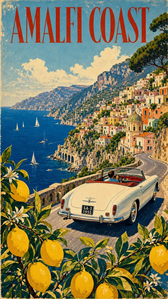 A vintage travel poster made with AI.